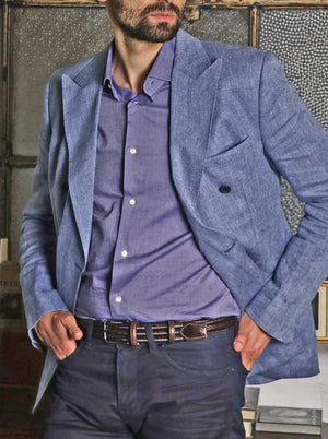 Huxley Tanner Belt Huxley Tanner - 35mm Woven Leather Stretch Brown Belt