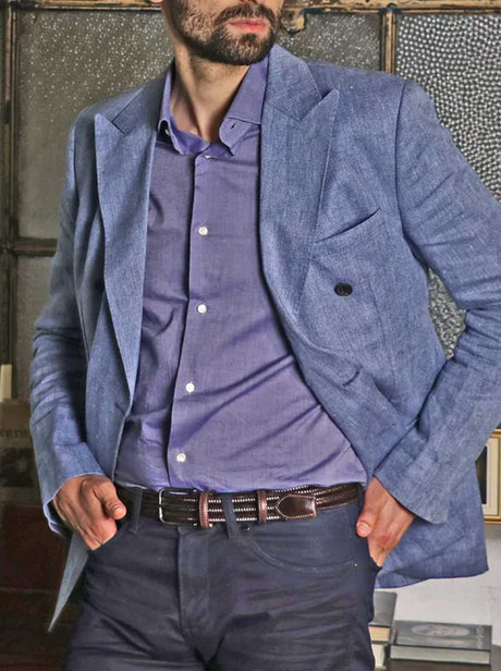 Huxley Tanner Belt Huxley Tanner - 35mm Woven Leather Stretch Brown Belt