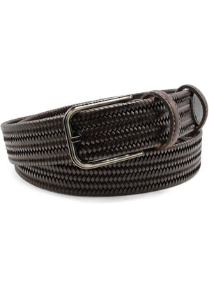 Huxley Tanner Belt Huxley Tanner - 35mm Woven Leather Stretch Brown Belt