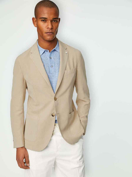 Luigi Bianchi Jacket/Blazer L.B.M - Blended Cotton Unstructured Beige Blazer