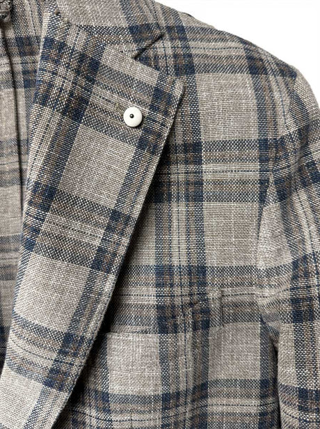 Luigi Bianchi Jacket/Blazer L.B.M - Cotton Unstructured Check Jacket