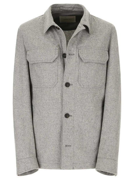 Luigi Bianchi Jacket/Blazer L.B.M - Wool Light Grey Melange Overshirt