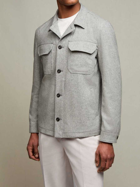 Luigi Bianchi Jacket/Blazer L.B.M - Wool Light Grey Melange Overshirt