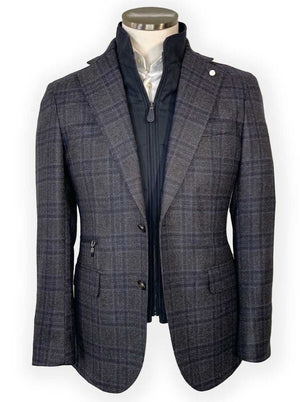 Luigi Bianchi Jacket/Blazer Luigi Bianchi - Checked Blazer w/ Removable Gilet Insert