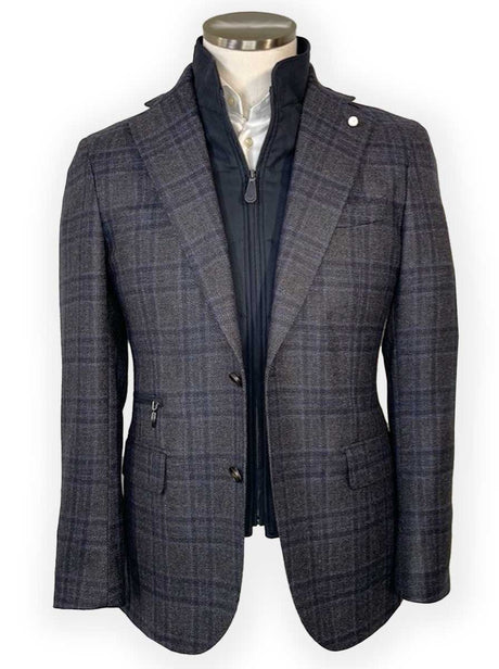 Luigi Bianchi Jacket/Blazer Luigi Bianchi - Checked Blazer w/ Removable Gilet Insert