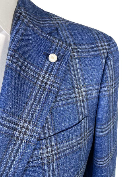 Luigi Bianchi Jacket/Blazer Luigi Bianchi - Checked Summer Blue Blazer