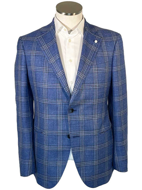 Luigi Bianchi Jacket/Blazer Luigi Bianchi - Checked Summer Blue Blazer