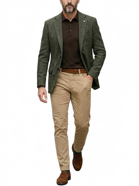 Luigi Bianchi Jacket/Blazer Luigi Bianchi - Herringbone Wool Green Blazer