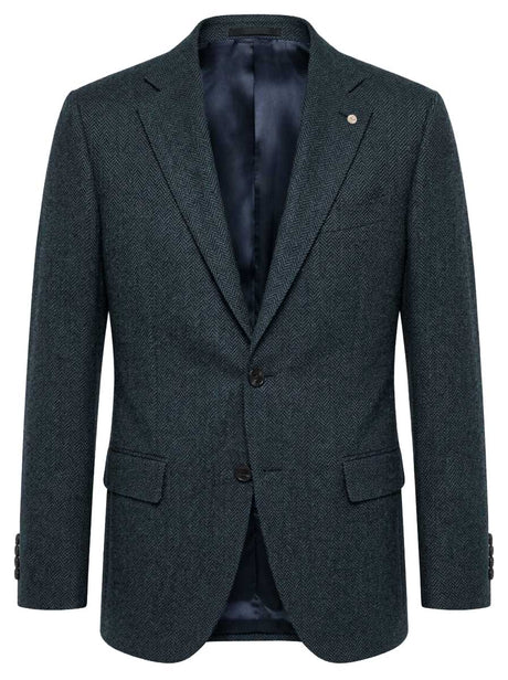 Luigi Bianchi Jacket/Blazer Luigi Bianchi - Herringbone Wool Navy Blazer