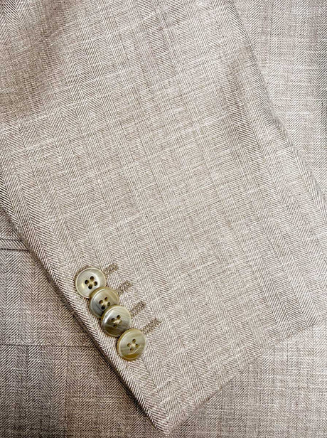 Luigi Bianchi Jacket/Blazer Luigi Bianchi - Loro Piana Herringbone Beige Jacket