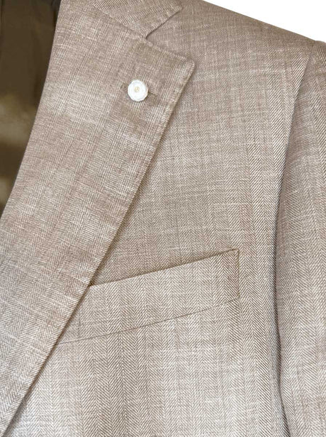 Luigi Bianchi Jacket/Blazer Luigi Bianchi - Loro Piana Herringbone Beige Jacket