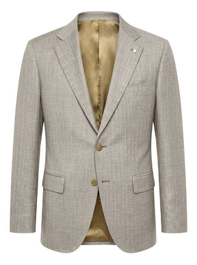 Luigi Bianchi Jacket/Blazer Luigi Bianchi - Loro Piana Herringbone Beige Jacket
