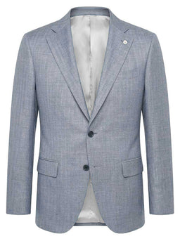 Luigi Bianchi Jacket/Blazer Luigi Bianchi - Loro Piana Herringbone Sky Blue Jacket