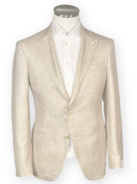 Luigi Bianchi Jacket/Blazer Luigi Bianchi - Loro Piana Summer Herringbone Beige Jacket