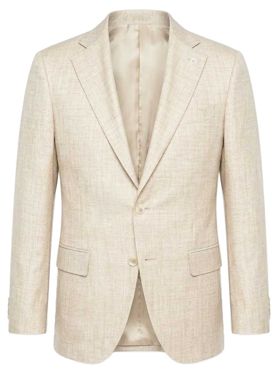 Luigi Bianchi Jacket/Blazer Luigi Bianchi - Loro Piana Summer Herringbone Beige Jacket