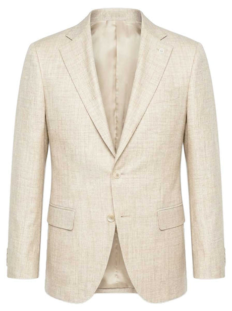 Luigi Bianchi Jacket/Blazer Luigi Bianchi - Loro Piana Summer Herringbone Beige Jacket
