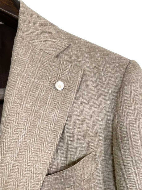 Luigi Bianchi Jacket/Blazer Luigi Bianchi - Loro Piana Summer Herringbone Camel Jacket