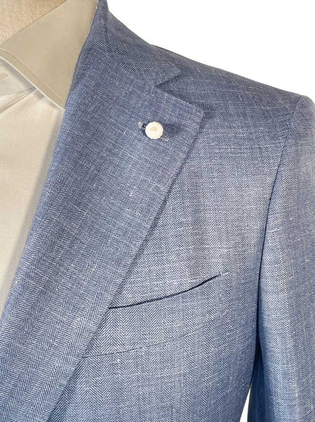 Luigi Bianchi Jacket/Blazer Luigi Bianchi - Loro Piana Summer Herringbone Sky Blue Jacket