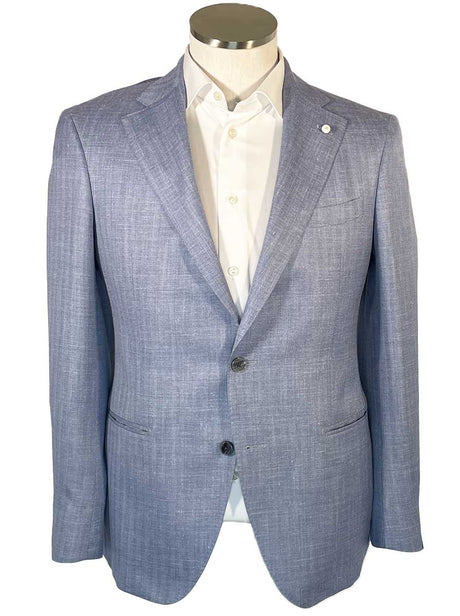 Luigi Bianchi Jacket/Blazer Luigi Bianchi - Loro Piana Summer Herringbone Sky Blue Jacket