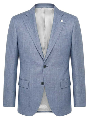 Luigi Bianchi Jacket/Blazer Luigi Bianchi - Loro Piana Summer Herringbone Sky Blue Jacket