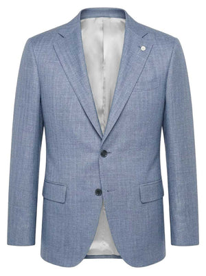 Luigi Bianchi Jacket/Blazer Luigi Bianchi - Loro Piana Summer Herringbone Sky Blue Jacket