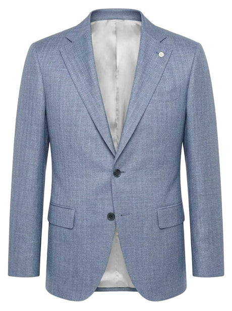 Luigi Bianchi Jacket/Blazer Luigi Bianchi - Loro Piana Summer Herringbone Sky Blue Jacket