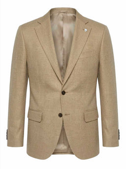 Luigi Bianchi Jacket/Blazer Luigi Bianchi - Wool, Silk & Linen Textured Camel Blazer