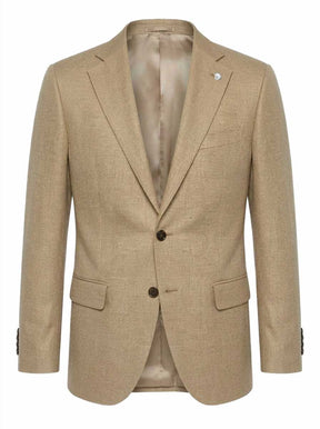 Luigi Bianchi Jacket/Blazer Luigi Bianchi - Wool, Silk & Linen Textured Camel Blazer