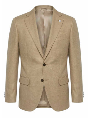 Luigi Bianchi Jacket/Blazer Luigi Bianchi - Wool, Silk & Linen Textured Camel Blazer