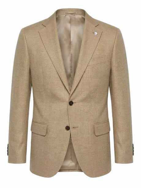 Luigi Bianchi Jacket/Blazer Luigi Bianchi - Wool, Silk & Linen Textured Camel Blazer
