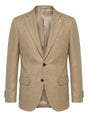 Luigi Bianchi Jacket/Blazer Luigi Bianchi - Wool, Silk & Linen Textured Camel Blazer