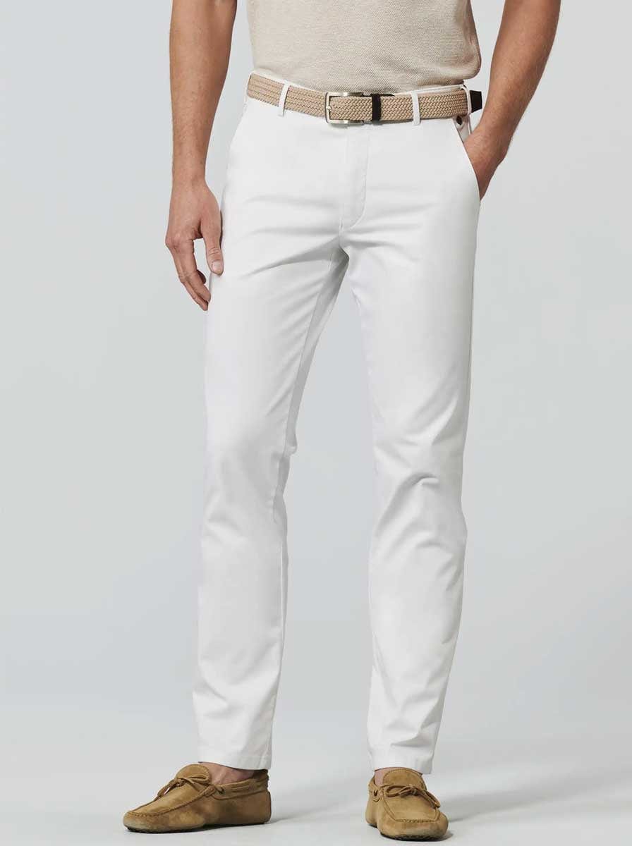 Meyer Chinos/Trousers Meyer - Rio White Cotton Chino