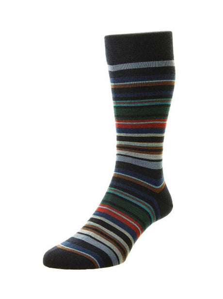 Pantherella Socks Pantherella -  Quakers All Over Multi-Stripe Merino Wool Socks