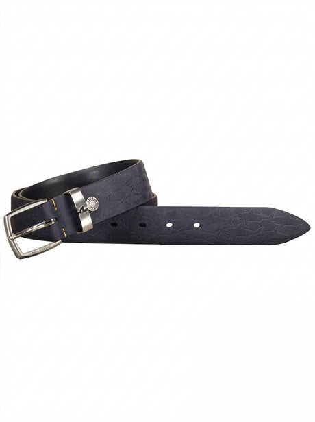 Paul & Shark Belt Paul & Shark - Shark Print Navy Leather Belt