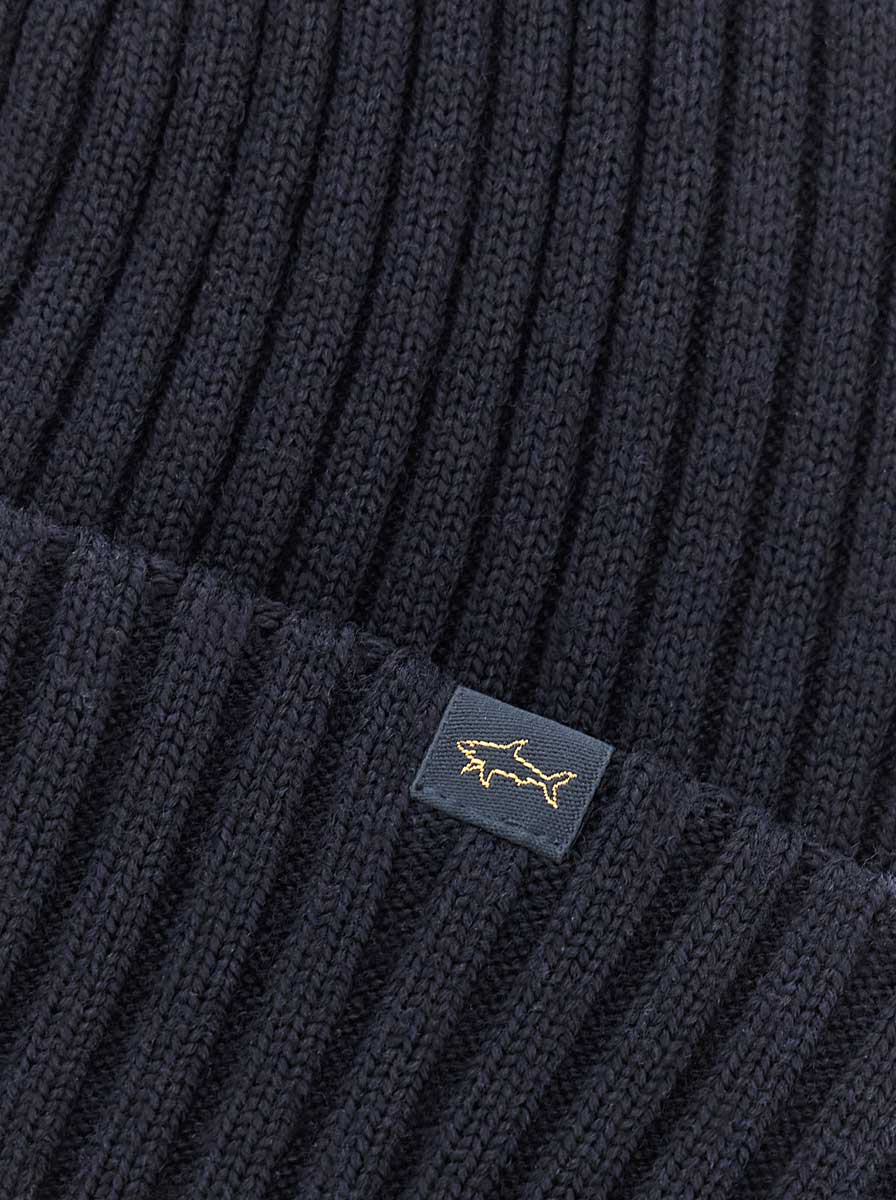 Paul & Shark Headwear Paul & Shark - Ribbed Navy Wool Beanie