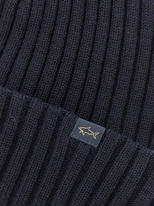 Paul & Shark Headwear Paul & Shark - Ribbed Navy Wool Beanie