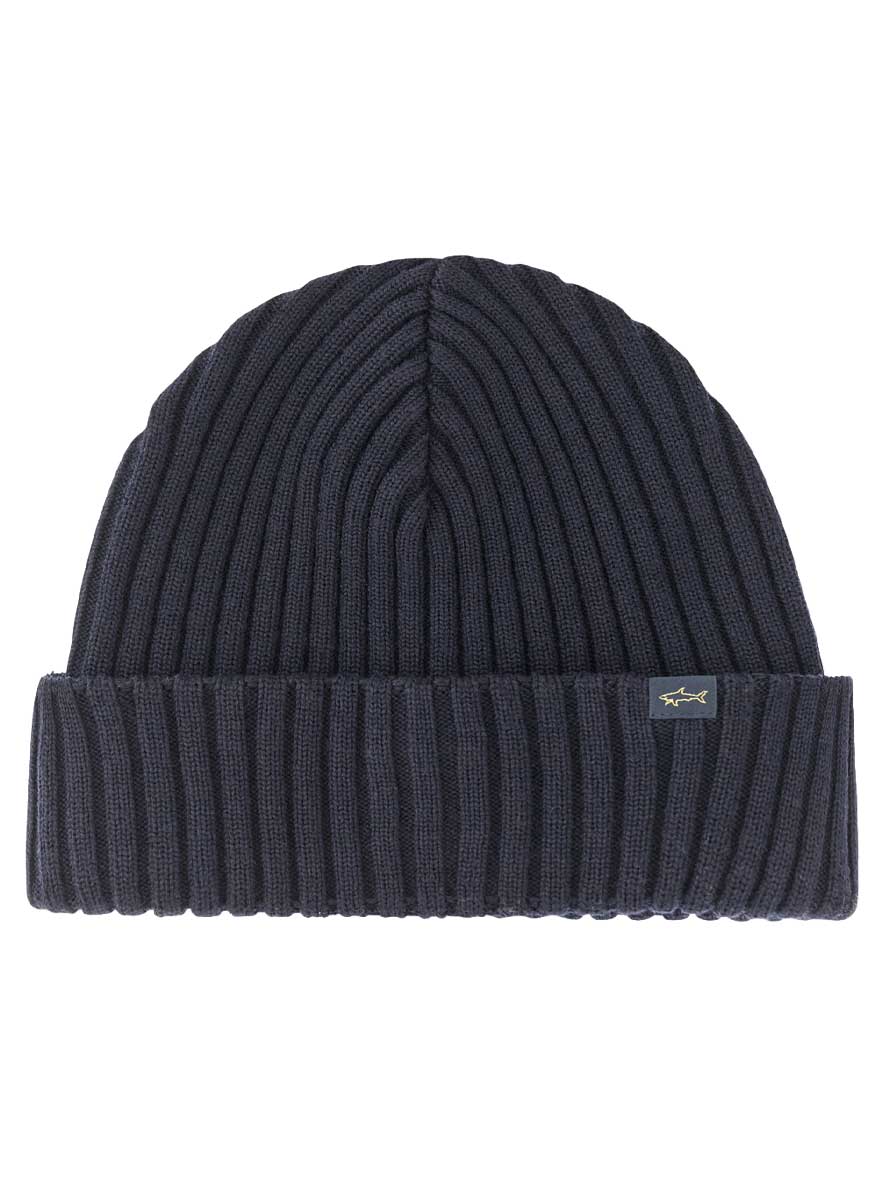 Paul & Shark Headwear Paul & Shark - Ribbed Navy Wool Beanie