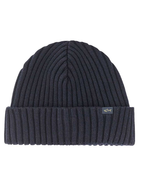 Paul & Shark Headwear Paul & Shark - Ribbed Navy Wool Beanie