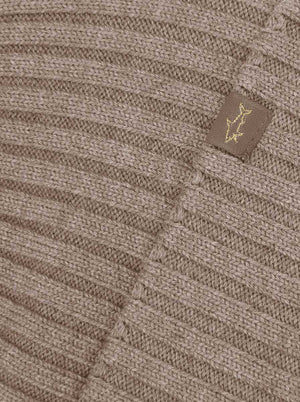 Paul & Shark Headwear Paul & Shark - Ribbed Taupe Wool Beanie