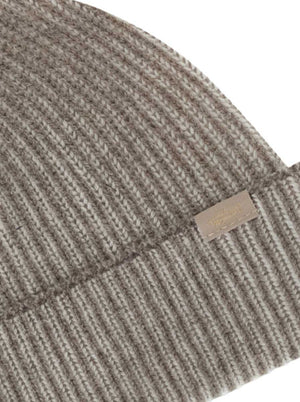 Paul & Shark Headwear Paul & Shark - Wool and Cashmere Ribbed Beige Beanie