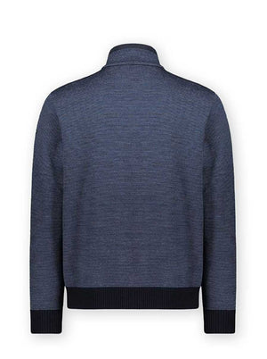 Paul & Shark Knitwear & Jumpers Paul & Shark - Denim Micro Stripe Wool Half Zip Sweater