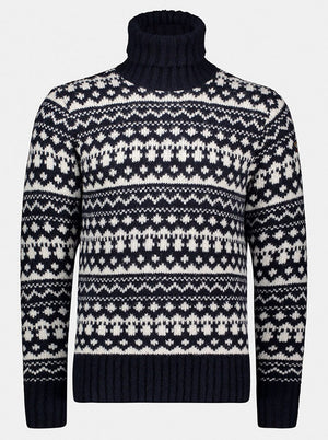 Paul & Shark Knitwear & Jumpers Paul & Shark - Fishermans crewneck geometric print roll neck jumper