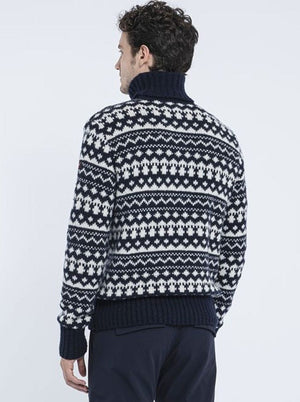 Paul & Shark Knitwear & Jumpers Paul & Shark - Fishermans crewneck geometric print roll neck jumper