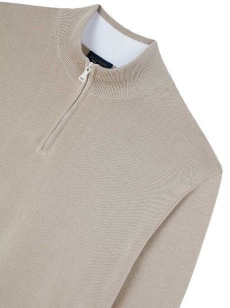 Paul & Shark Knitwear & Jumpers Paul & Shark - Fresco Cotton Quarter Zip Beige Sweater