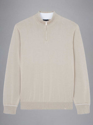 Paul & Shark Knitwear & Jumpers Paul & Shark - Fresco Cotton Quarter Zip Beige Sweater