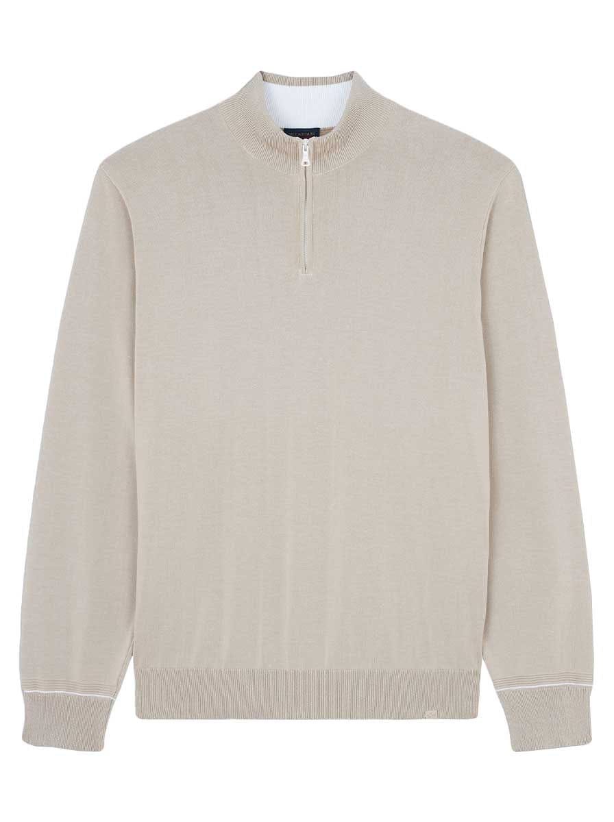 Paul & Shark Knitwear & Jumpers Paul & Shark - Fresco Cotton Quarter Zip Beige Sweater