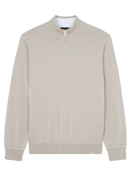 Paul & Shark Knitwear & Jumpers Paul & Shark - Fresco Cotton Quarter Zip Beige Sweater