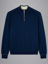 Paul & Shark Knitwear & Jumpers Paul & Shark - Fresco Cotton Quarter Zip Navy Sweater