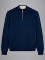 Paul & Shark Knitwear & Jumpers Paul & Shark - Fresco Cotton Quarter Zip Navy Sweater