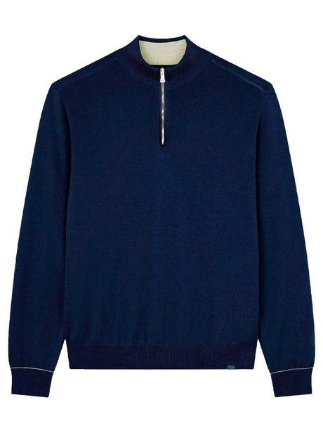 Paul & Shark Knitwear & Jumpers Paul & Shark - Fresco Cotton Quarter Zip Navy Sweater